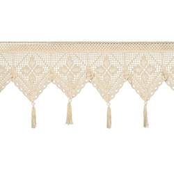 Ažurna kuhinjska zavjesa 150x30 u boho stilu s ukrasnim resicama MARTHA 