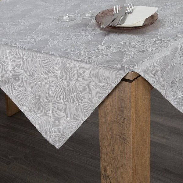 Sivi stolnjak 85x85 sa jacquard uzorkom listova banane Isla 
