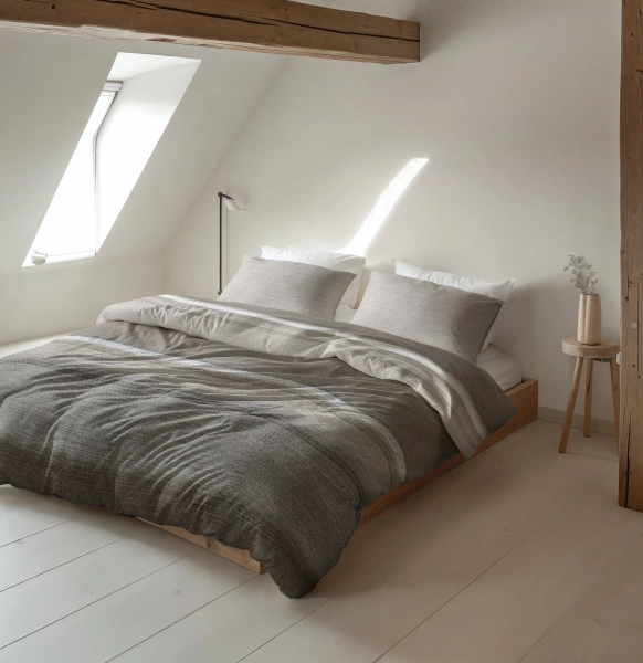 Posteljina od flanela 140x220 siva, mekana na dodir Stone Stripe