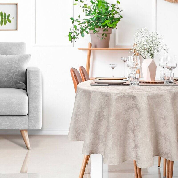 Okrugli stolnjak s motivom cvijeća izvezenim srebrnim koncem ∅ 150 Ines 6