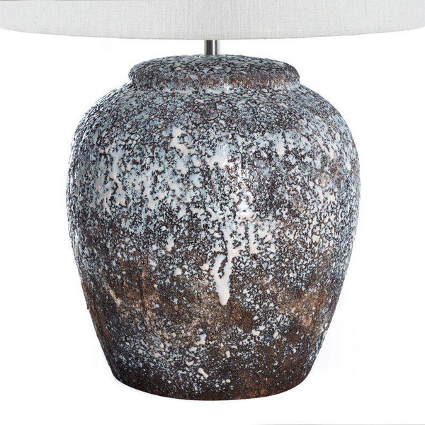 Stolna lampa krem/smeđa ELIA 02 38x58 na keramičkoj podlozi s abažurom od mat tkanine