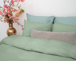 Zelena posteljina od muslina zgužvana, nije potrebno glačanje, 100% pamuk 