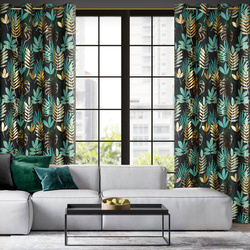 Zavjesa 140x250 s motivom egzotičnog lišća i sjajnim printom Malta