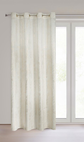 Baršunasta zavjesa 140x250 ukrašena zlatnim uzorkom i zlatnim ušicama - DARA