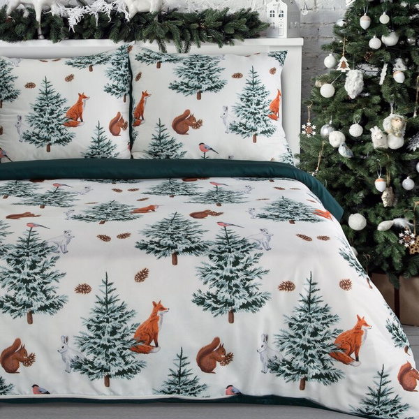 Set božićne posteljine 220x200 od mikrovlakana, ukrašen božićnim printom