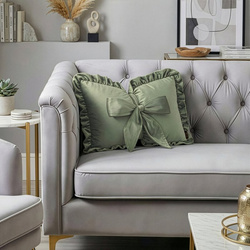 Baršunasti jastuk s punjenjem u obliku mašne 55x35 cm, obrubljen volanima,