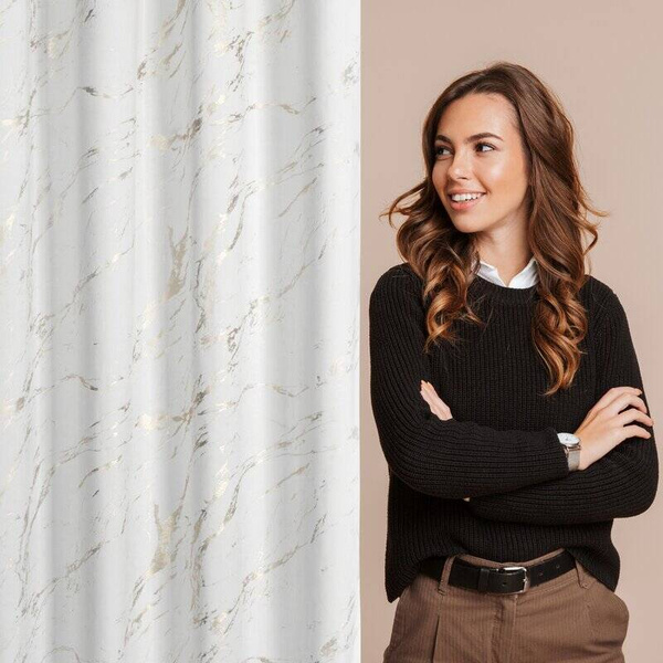 Gotova zavjesa 140x250 od baršuna ukrašena sjajnim mramorom Molly