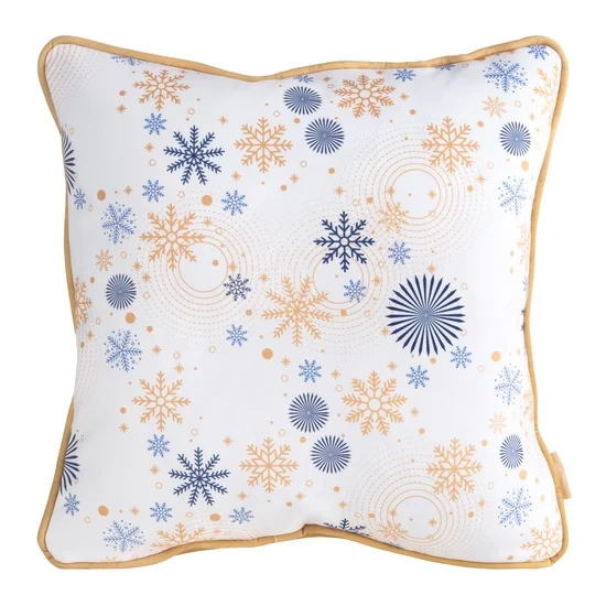 Božićna jastučnica od baršuna ukrašena printom s pahuljicama i rubovima na rubovima 45x45 Carol