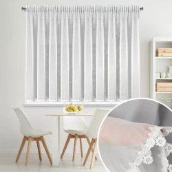 Bijela šifonska zavjesa ukrašena izvezenom aplikacijom, traka 400x140 cm, LILI