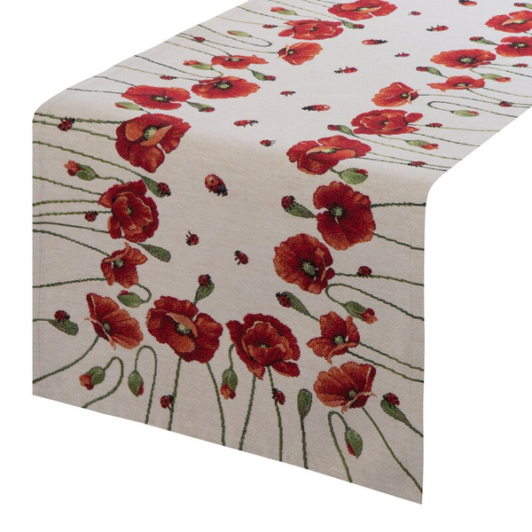 Goblen nadstolnjak 40x100 ukrašen tkanim cvjetnim motivom 