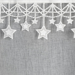 Božićna zavjesa od gaze ukrašena aplikacijom s motivom zvijezde, 140x250 cm - XMAS