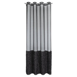 Crna zavjesa s krznenom aplikacijom 140x250 Marion