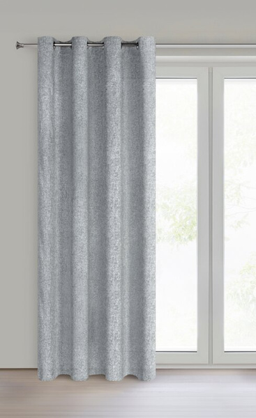 Zavjesa od mat tkanine s melange efektom, 140x250 cm, s ušicama - ADELINA