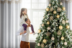 Božićna zavjesa od gaze ukrašena aplikacijom s motivom zvijezde, 140x250 cm - XMAS