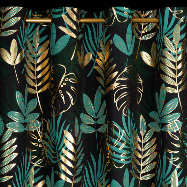 Zavjesa 140x250 s motivom egzotičnog lišća i sjajnim printom Malta