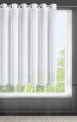 Bijela zavjesa ukrašena srebrnim kamenčićima na ušicama 300X150 Nadine