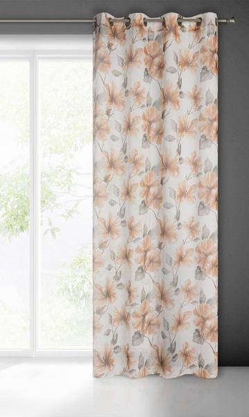Zavjesa od svijetlog etamina sa printom cvijeća, poluprozirna 140x250 Sofia