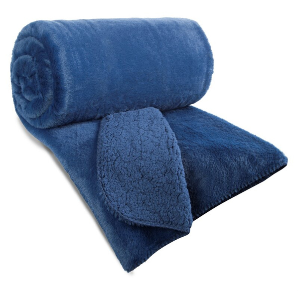 Zimska deka 170x210 cm, dvostrani prekrivač od ugodnog krzna i tkanine s uzorkom janjeće kože, NINA Premium