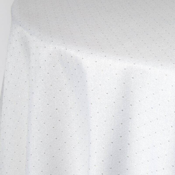 Okrugli stolnjak ukrašen srebrnim sjajnim koncem i elegantnom trakom ∅ 120 Ellen