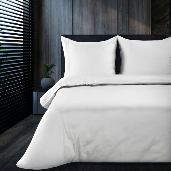 Ekskluzivna pamučna posteljina dimenzija 160x200 cm, makosatin s ukrasnim rubovima i vezom, kolekcija MINGE ELEGANTE