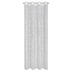 Zavjesa izrađena od tkanine s finom mrežastom strukturom i srebrnim tiskom lišća 140x260 Leila