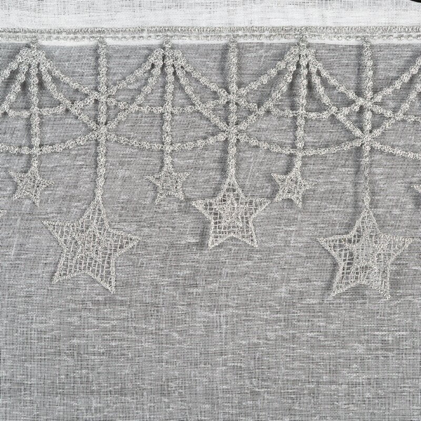 Božićna zavjesa od gaze ukrašena aplikacijom s motivom zvijezde, 140x250 cm - XMAS