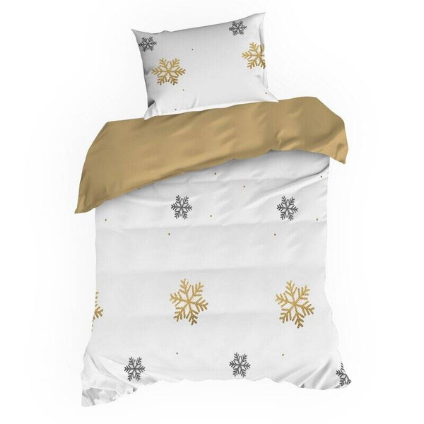 Božićna posteljina s pahuljama 220x200 od visokokvalitetnog pamučnog satena ANGLEL 01