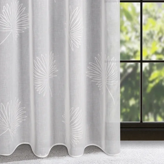 Zavjesa od svijetlog etamina sa motivom jacquard listova na traci 140x270 Jane