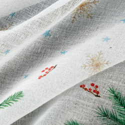 Bijelo-zelena kuhinjska zavjesa od gaze s božićnim printom, 150x30 cm - Xmas 4