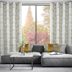 Zavjesa s prirodnim tkanjem i dodatkom lana, prirodne boje s botaničkim uzorkom ukrašenim zlatnim detaljima, 140x250 rupice - LUCINA 2