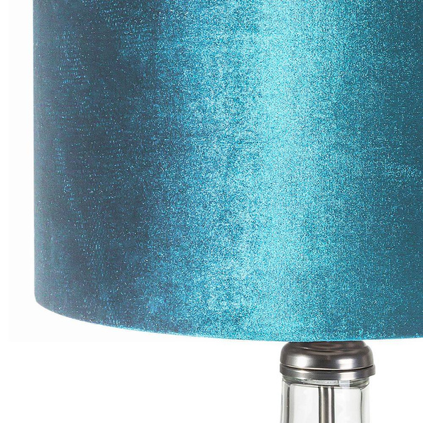 Stolna lampa staklena sa tirkiznim abažurom od sjajnog baršuna 32x32x61 KIM