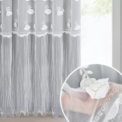 Bijela zavjesa s cvjetnom aplikacijom 140x270 cm AVRIL 