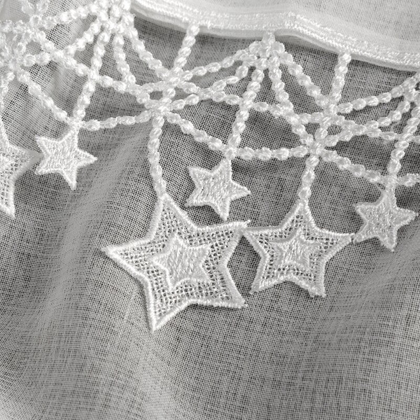 Božićna zavjesa od gaze ukrašena aplikacijom s motivom zvijezde, 140x250 cm - XMAS