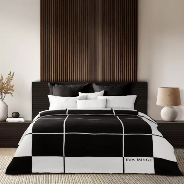 Pamučno-akrilna topla deka 220x240 cm s geometrijskim printom ELEGANTE Eva Minge