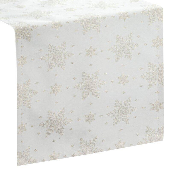 Trkač za stol božićni stolnjak žakard tkanina sa motivom zlatnih pahuljica protkanih zlatnim koncem 40x180 Flash 9