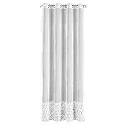 Bijela mrežasta zavjesa ukrašena 3D aplikacijom ruže, 140x250 cm - ROSES3 - Eva Minge