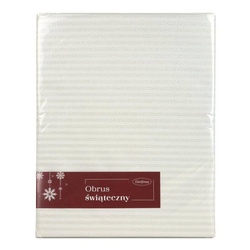 Krem božićni stolnjak od jacquard tkanine sa prugama protkanim svijetlozlatnim koncem 135X180 Flash 6