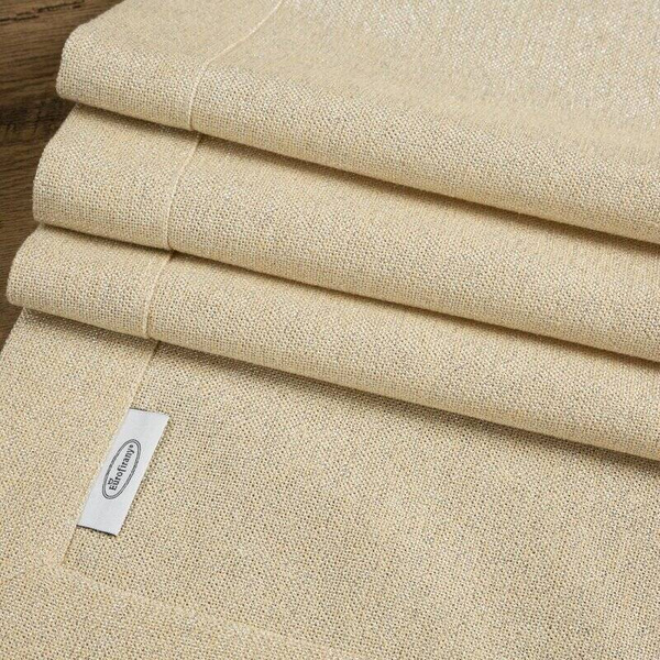 Nadtolnjak 40x140 s lanenim tkanjem i sjajnim koncem, završen dvostrukom trakom na rubovima BIANCA 1