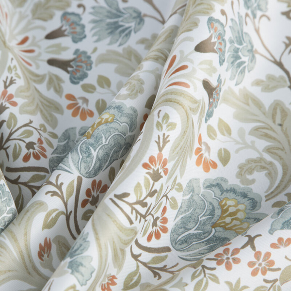 Zavjesa za zamračivanje, bijela i plava, ukrašena biljnim printom, 135x270 cm- ASHLEY