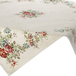 Stolnjak izrađen od debljeg goblena sa ženil koncem sa motivom cvijeća 100x100