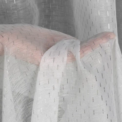 Zavjesa od svijetlog etamina sa srebrnim printom 300x250 cm Loara