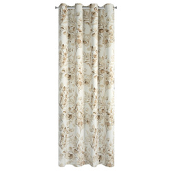 Bež i zlatna zavjesa za zamračivanje s cvjetnim printom i sjajnim detaljima, 140x250 cm - OLENI