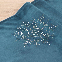 Stolnjak, trkač za stol božićni tamnoplavi baršunasti ukrašen srebrnim printom sa kamenčićima 40x140 Arissa