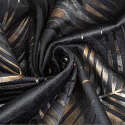 Crna zavjesa od mekog baršuna sa sjajnim printom palminog lišća 140x250 Gloria 