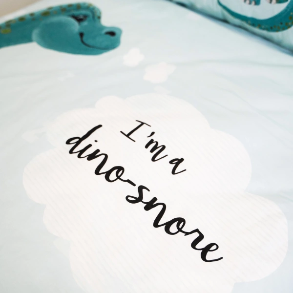 Dječja pamučna posteljina 140x220 s printom dinosaura + gratis pamučna torba