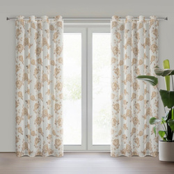 Zavjesa 140x250 ukrašena printom ruža s dodatkom zlata, izrađena od gaze, MELA 