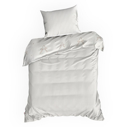 Božićni set posteljine 140x200 cm pamučni saten, bijela, bež, ukrašen suptilnim printom sobova BOSQUE