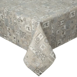 Božićni stolnjak od jacquard tkanine s patchwork motivom protkane srebrnom niti 135x180 Noel