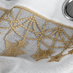 Božićna zavjesa od gaze ukrašena aplikacijom s motivom zvijezde, 140x250 cm - XMAS