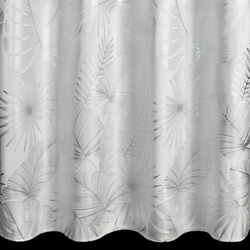 Bijelo-srebrna baršunasta zavjesa ukrašena sjajnim egzotičnim motivom lišća, 140x250 cm - ZARIA